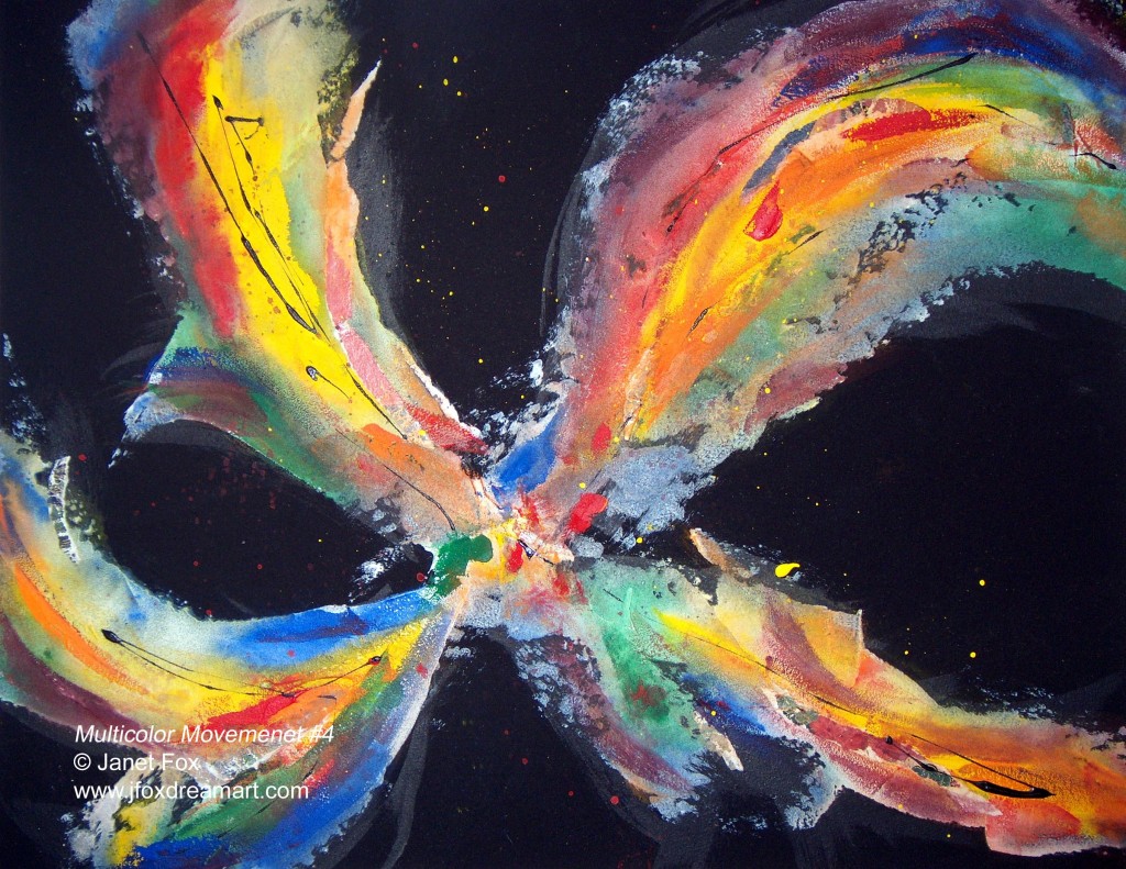 Image of a mixed media painting by Janet Fox titled "Multicolor Movement #4."