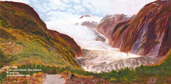 Acrylic painting by Janet Fox of Franz Josef Glacier in New Zealand