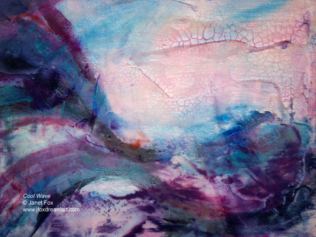 Image of an encaustic mixed media painting by Janet Fox titled "Cool Wave."