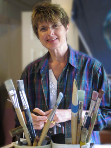 Artist Janet Fox in her art studio