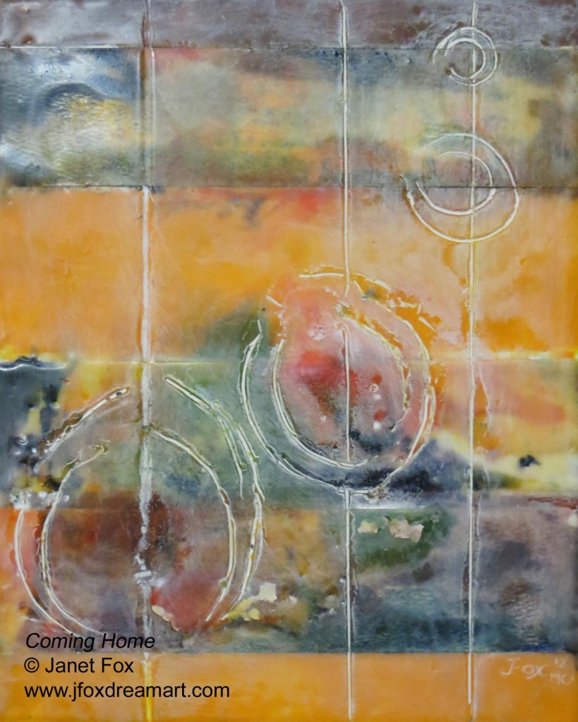 Image of an encaustic painting by Janet Fox titled "Coming Home."