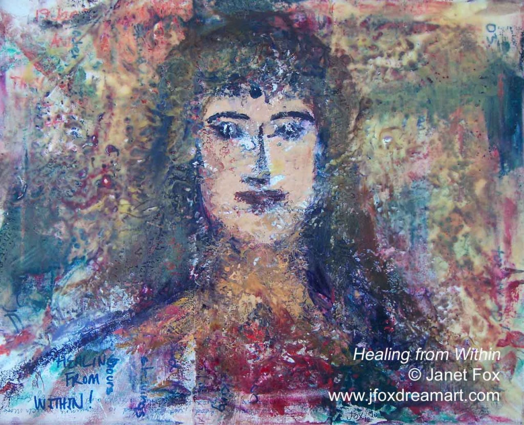 Image of an encaustic painting by Janet Fox titled "Healing from Within."