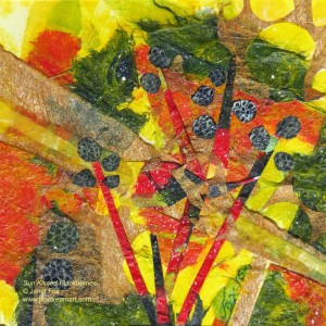 Image of a mixed media painting by Janet Fox titled "Sun Kissed Blackberries."