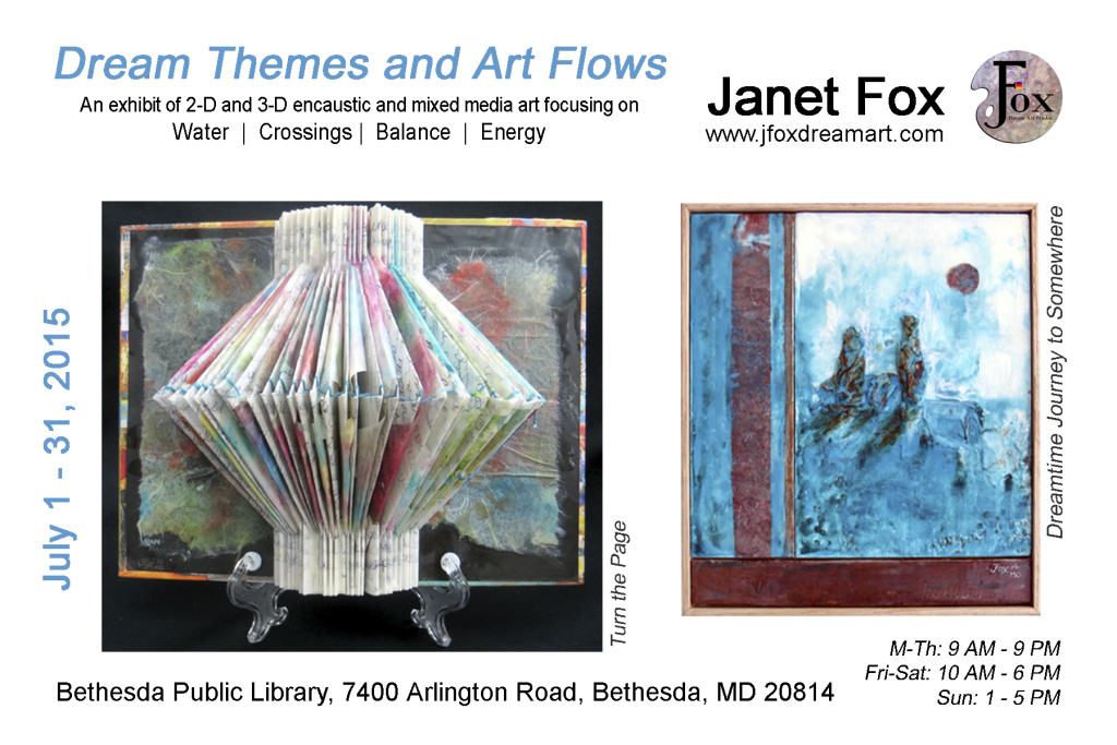 Postcard image for Janet Fox's Featured Artist Exhibit at the Bethesda Public Library in Bethesda, MD.