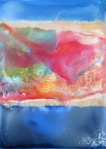 Image of a mini encaustic painting by Janet Fox titled "Balance."