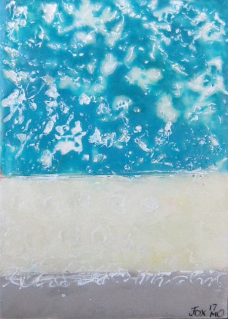 Image of a mini encaustic painting by Janet Fox titled "Snow and Ice."